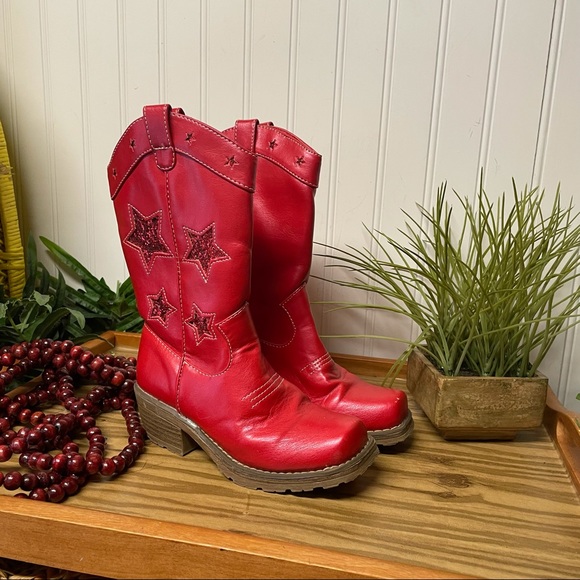 Gymboree Red Cowboy Boots Glitter Stars 